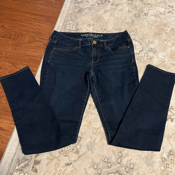 Womens American Eagle Size 8 Long Skinny Dark Wash Jeggings - Picture 1 of 5
